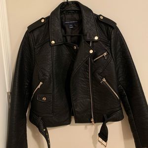 French Connection Vegan Leather Jacket w/ Belt